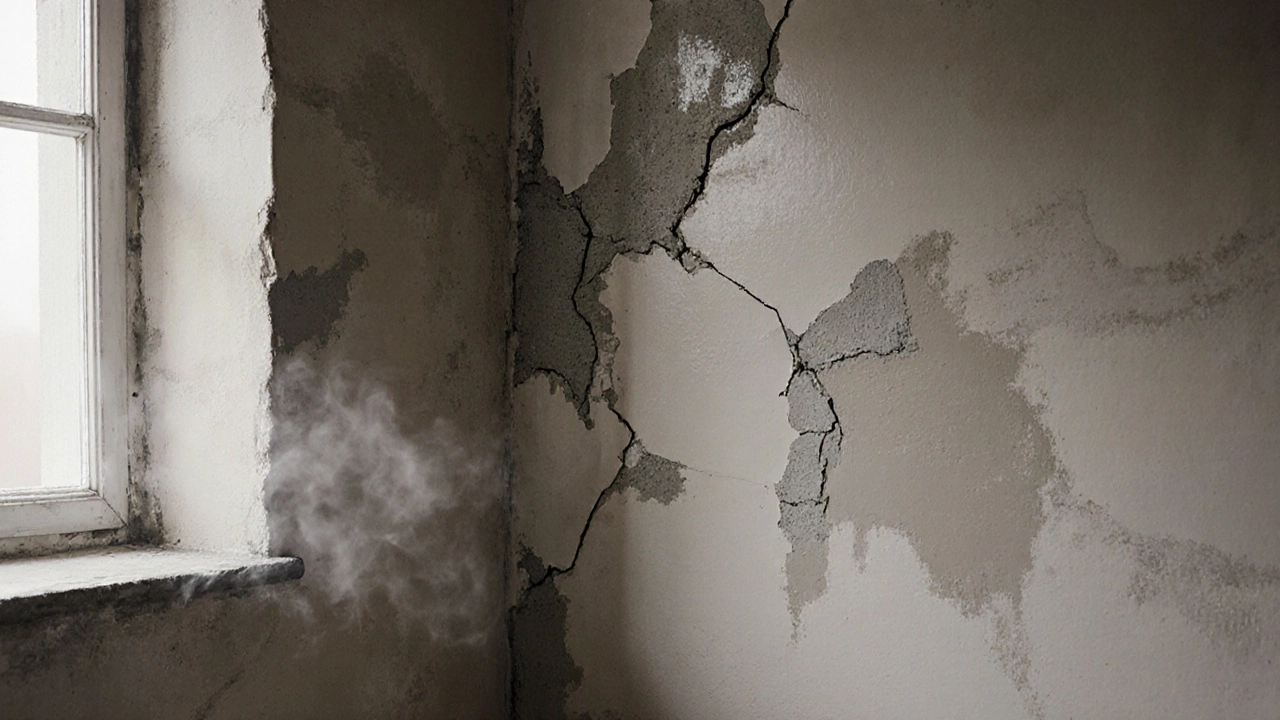 Трещины на штукатурке в ванной из-за неправильного цемента М500.