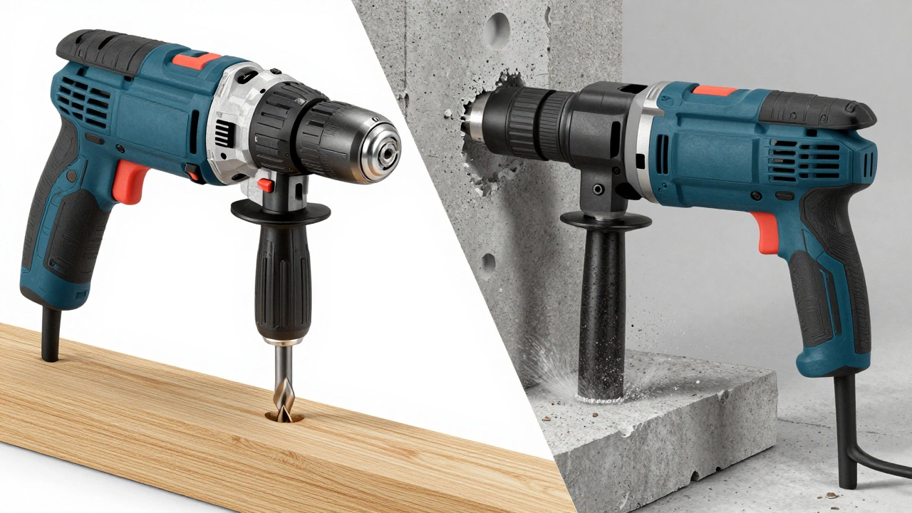 Сравнение работы дрели по дереву и перфоратора по бетону